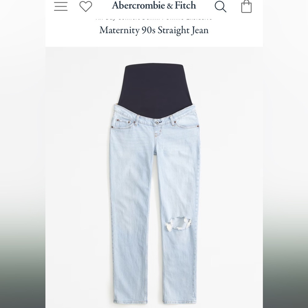 Abercrombie and Fitch Maternity 90s straight jeans in light destroy wash